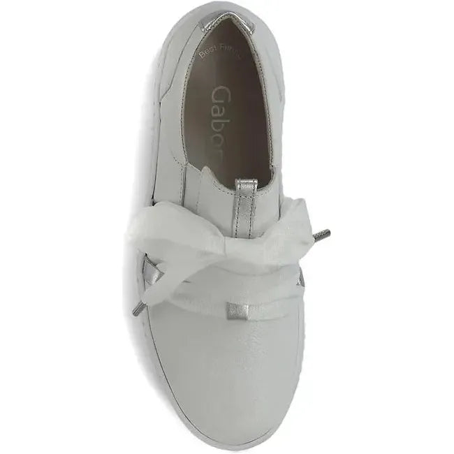 Gabor Women's Bow Slip On Sneaker White/Leather 03.333.21