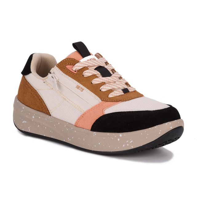 Drew Women's Happy Sneaker in Black/Tan Suede Combo