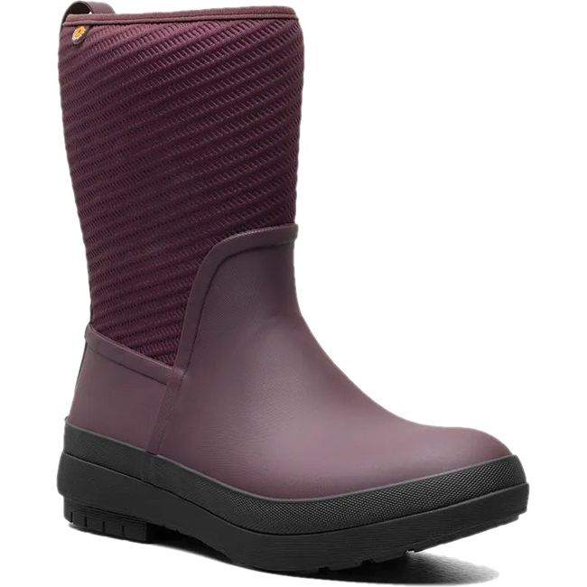 Front angled of Bogs Crandall II Mid Zip Waterproof Winter Boots in wine red