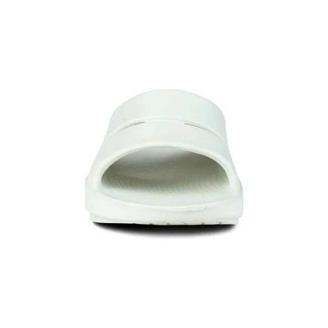 Front of Unisex OOFOS OOahh Slide Sandal in mint green