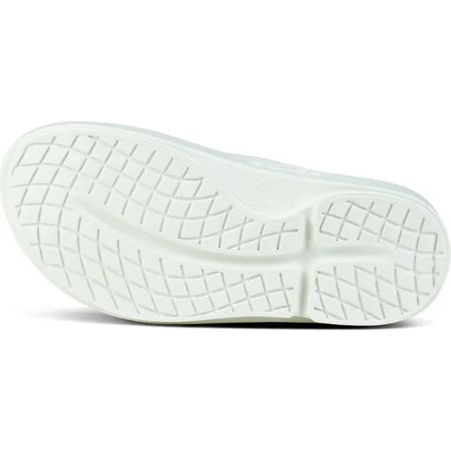 Sole of Unisex OOFOS OOahh Slide Sandal in mint green