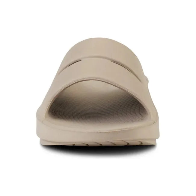 Front of Unisex OOfos OOahh Slide Sandal in Nomad Beige