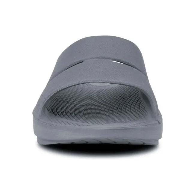 Front of Unisex OOfos OOahh Slide Sandal in Slate Gray