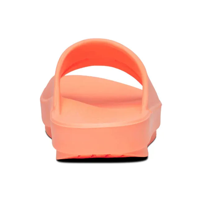 Heel of Unisex OOfos OOahh Slide Sandal in Sunburst Orange