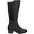 Lateral side of Women's Teva Anaya Tall Boot in black waterproof leather with block heel