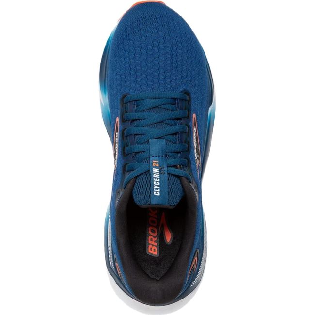 Brooks Men's Glycerin GTS 21 Running Shoe BLUE OPAL/BLACK/NASTURTIUM 110420-474