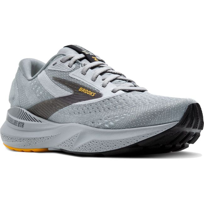 Men's Brooks Adrenaline GTS 24 running shoe, grey with subtle yellow accents