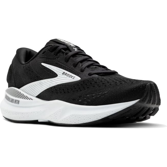 Men&#39;s Brooks Adrenaline GTS 24 running shoe in black with white sole
