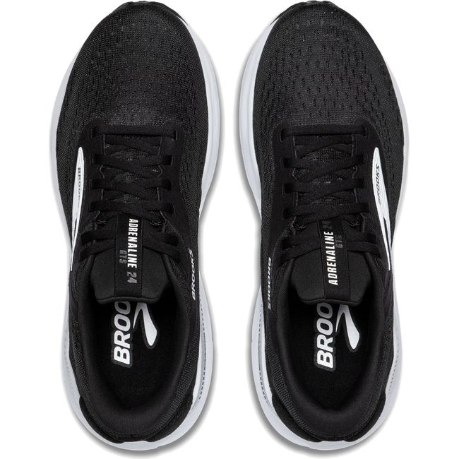 Top-down view of Men&#39;s Brooks Adrenaline GTS 24 running shoe in black with white sole
