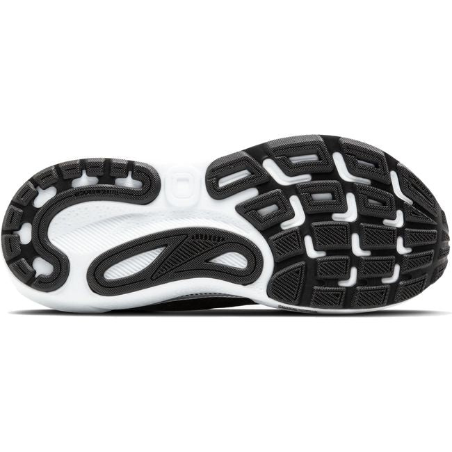 Sole view of Men&#39;s Brooks Adrenaline GTS 24 running shoe. White sole with black tread
