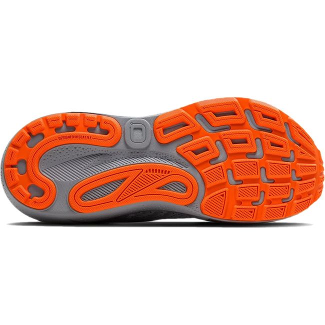 Sole of Brooks Men&#39;s Adrenaline GTS 24 Running Shoe in alloy gray, navy, and orange