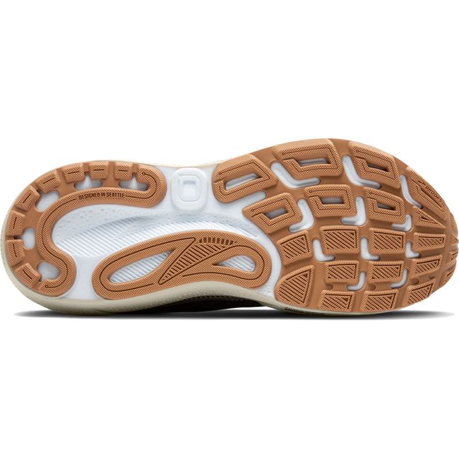 Sole view of Men&#39;s Brooks Adrenaline GTS 24 running shoe with tan tread