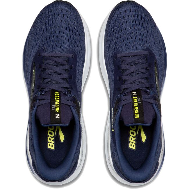 Top-down view of Men&#39;s Brooks Adrenaline GTS 24 running shoe in navy with white sole