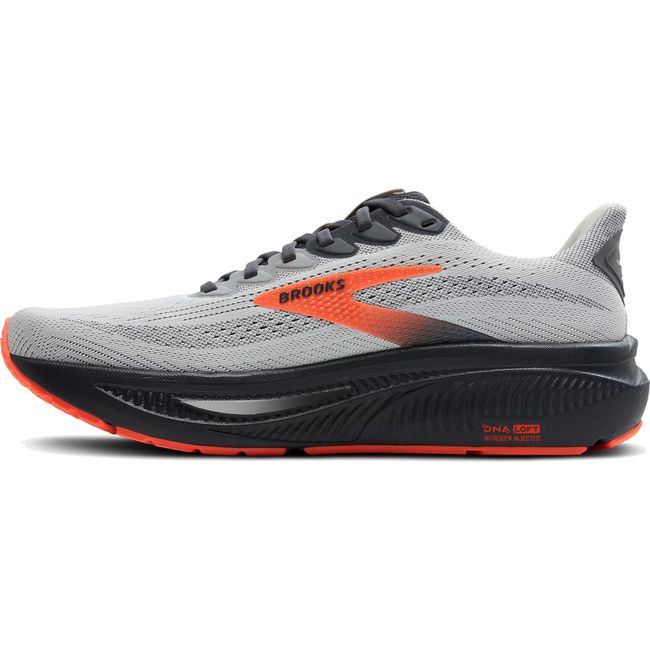 Medial side of Men's Brooks Ghost 17 Running Shoe in Oyster Mushroom Orange Ebony