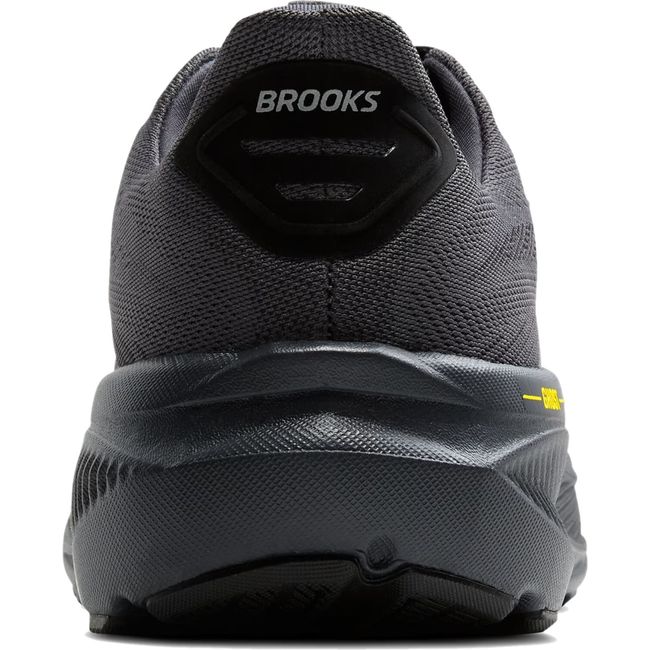 Heel of Men's Brooks Ghost 17 Running Shoe in Ebony Black and Yellow