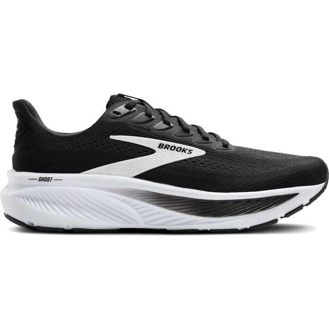 Lateral side of Men's Brooks Ghost 17 Running Shoe in Black Grey White