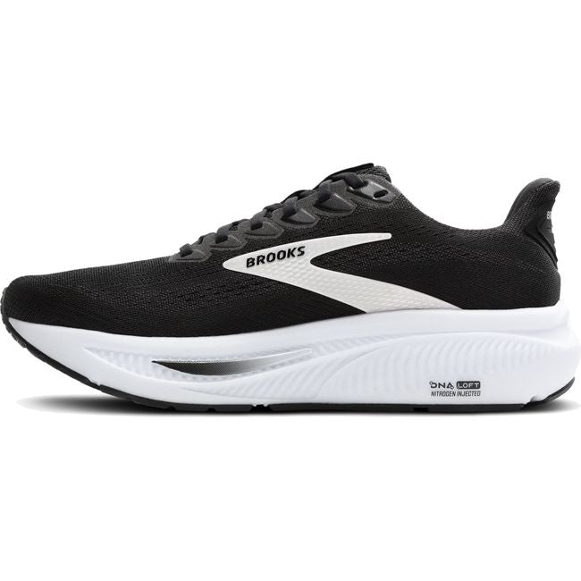 Medial side of Men's Brooks Ghost 17 Running Shoe in Black Grey White