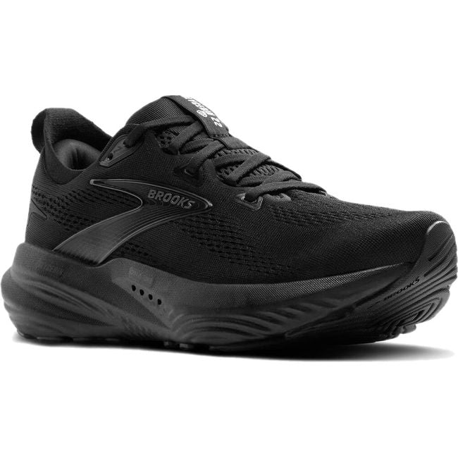 Front angled view of Brooks Men's Glycerin 22 Running Shoe in all black
