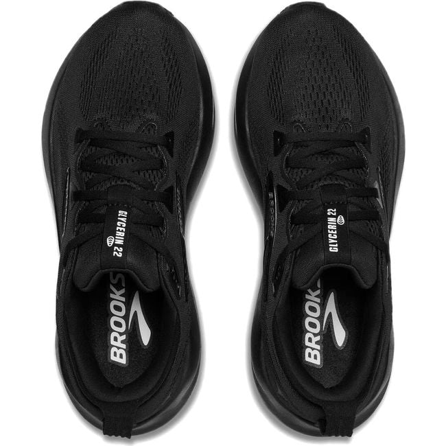 Top down view of Brooks Men's Glycerin 22 Running Shoe in all black