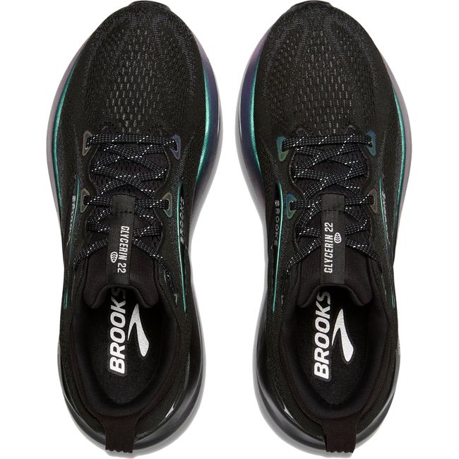Top down view of Brooks Men's Glycerin 22 Running Shoes in Aurora Black Ebony