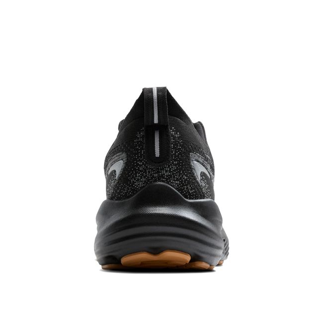 Heel of Brooks Men’s Glycerin 22 black running shoe with lace-up and cushioned midsole.