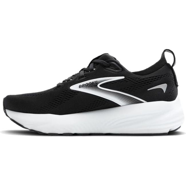 Medial side of Brooks Men's Glycerin 22 Running Shoe in black and white