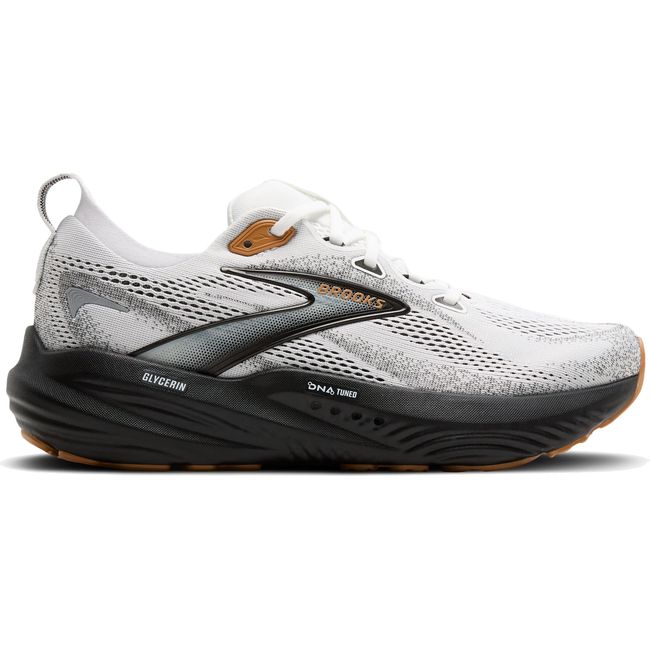 Lateral side of Women's Brooks Glycerin 22 Running Shoe in White Grey Black