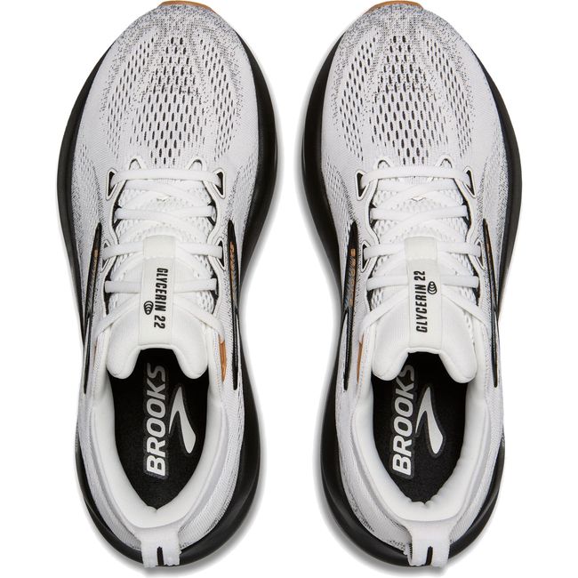 Upper of Women's Brooks Glycerin 22 Running Shoe in White Grey Black