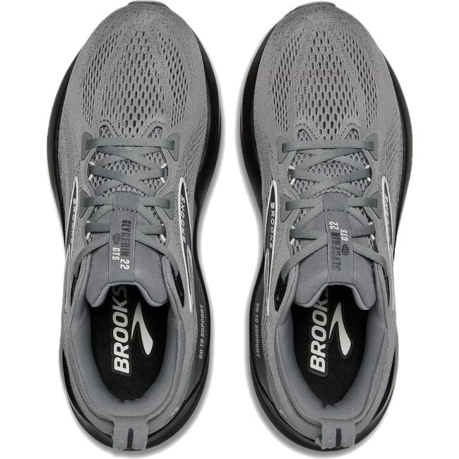 Top down view of Brooks Men's Glycerin GTS 22 Running Shoe in premer gray