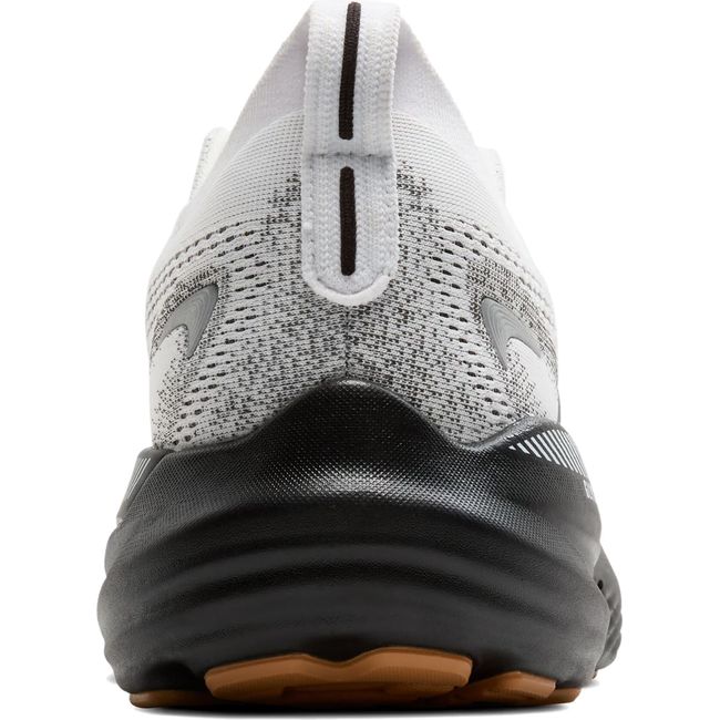 Heel of Men's Brooks Glycerin GTS 22 Running Shoe in White, Grey, and Black with Guiderail