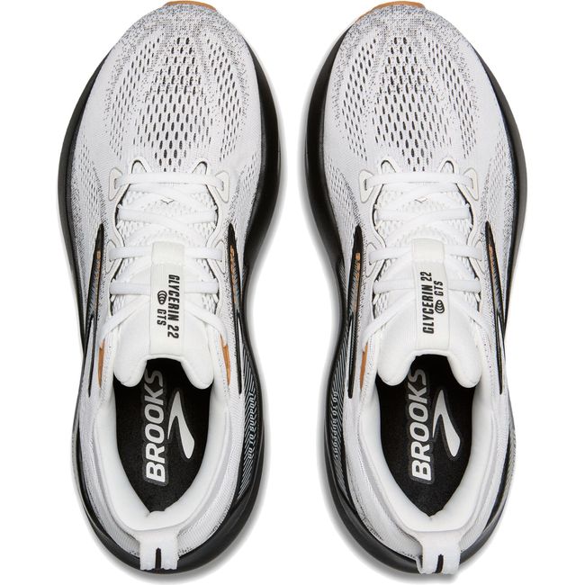 Upper of Men's Brooks Glycerin GTS 22 Running Shoes in White, Grey, and Black