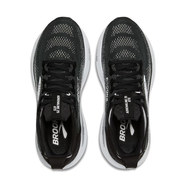 Mesh upper of Brooks Men's Adrenaline GTS 25 Running Shoes in Black and White