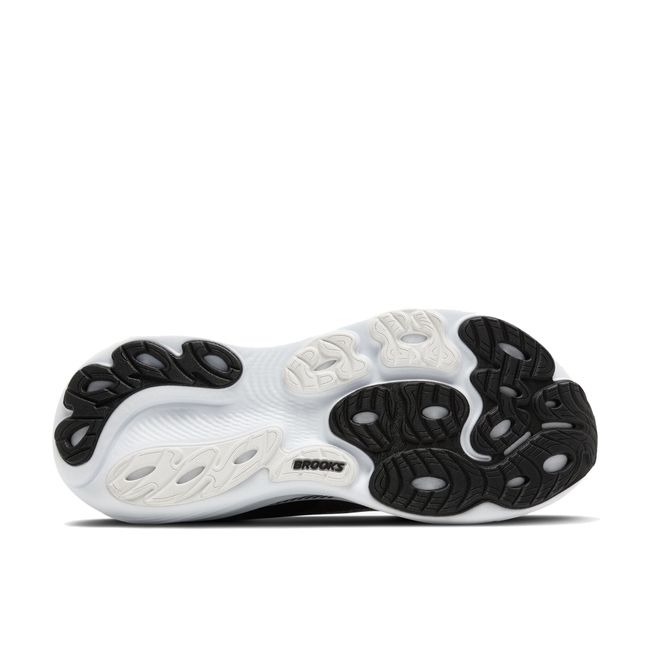 White sole of Brooks Men's Adrenaline GTS 25 Running Shoe in Black and White