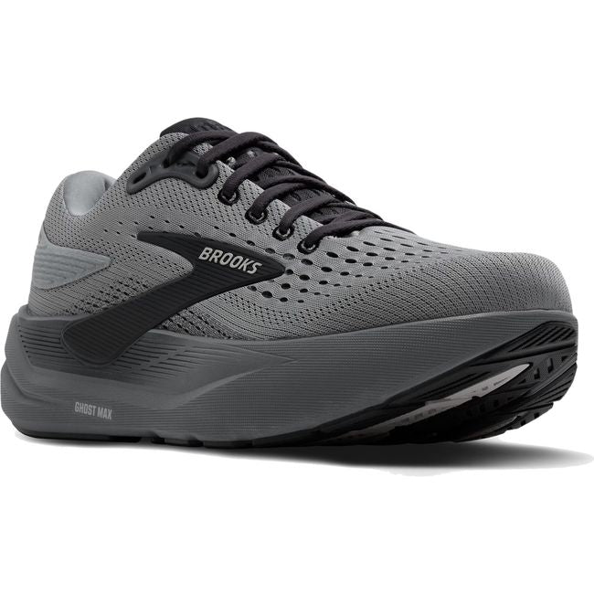 Front angled view of Women's Brooks Ghost Max 3 Walking and Running Shoe in Primer Grey Ebony