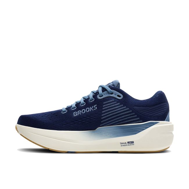Medial side of Brooks Men's Ghost Max 3 Running Shoe in Navy Blue Starfish Moonlight