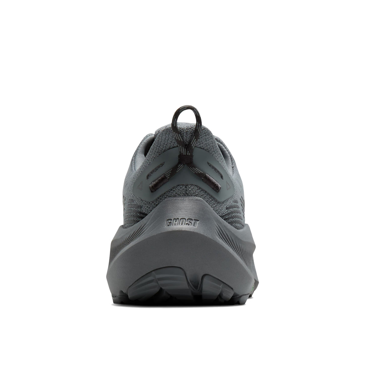 Heel of Brooks Men's Ghost Trail Running Shoe in Gray, Gray, Blackened Pearl