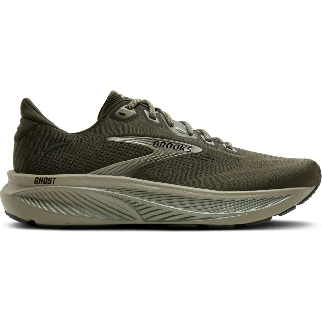 Lateral side of Brooks Men's Ghost 18 Running Shoe in Forest Night/Green/Black
