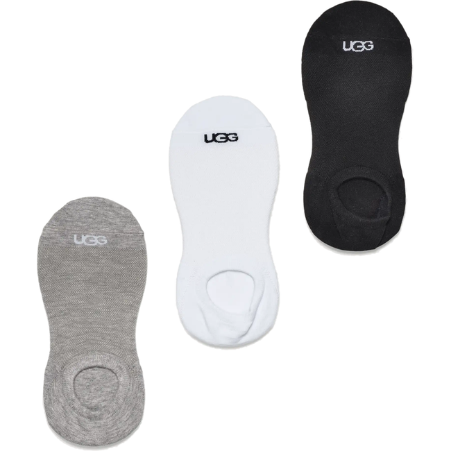 3-Pack UGG Women's Stella No Show Socks in Grey, White, and Black