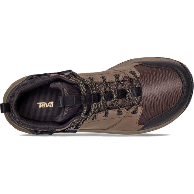 Lace upper of Men&#39;s Teva Grandview Mid Gore-Tex Hiking Shoe in Chocolate Chip Brown