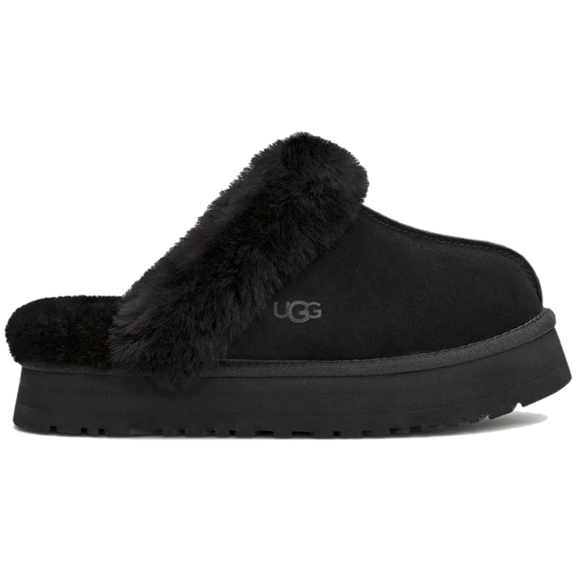 Side of UGG Women's Disquette Slipper in Black