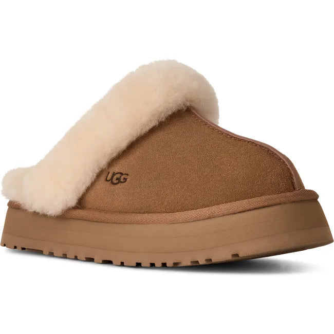 Front of UGG Women's Disquette Slipper in Chestnut