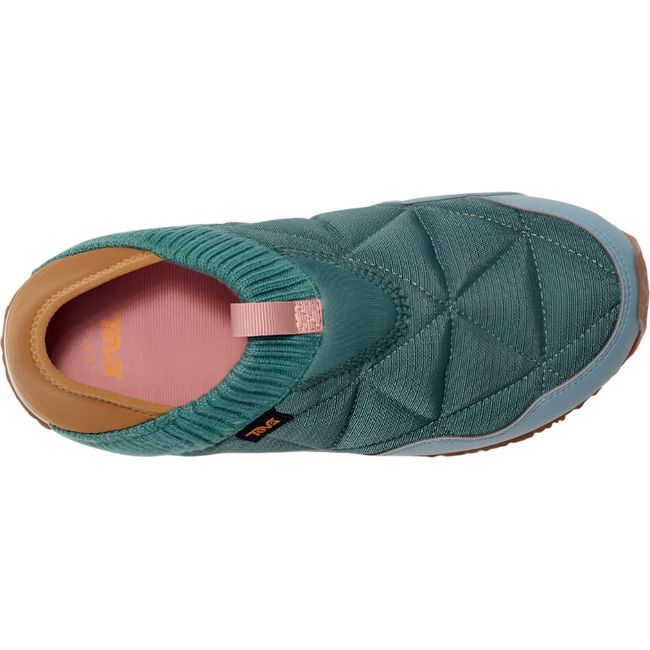 Top of Unisex Teva ReEmber Slip On Shoe in Light Multi blue and gold heel