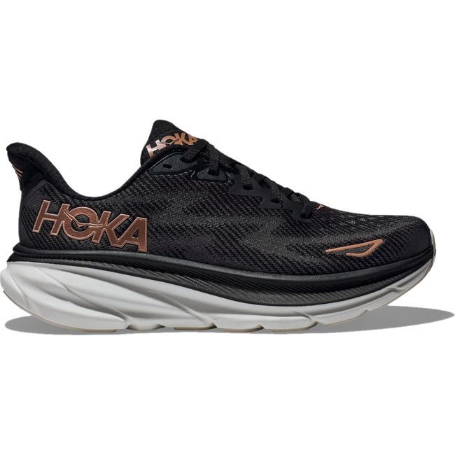 Hoka Women's Clifton 9 Running Shoe Black/Rose Gold 1127896-BRGL