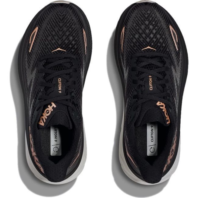 Hoka Women's Clifton 9 Running Shoe Black/Rose Gold 1127896-BRGL