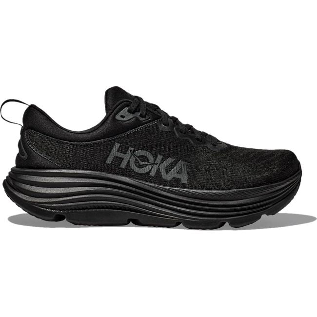 Lateral side of Hoka Men's Gaviota 5 Running Shoe in all black