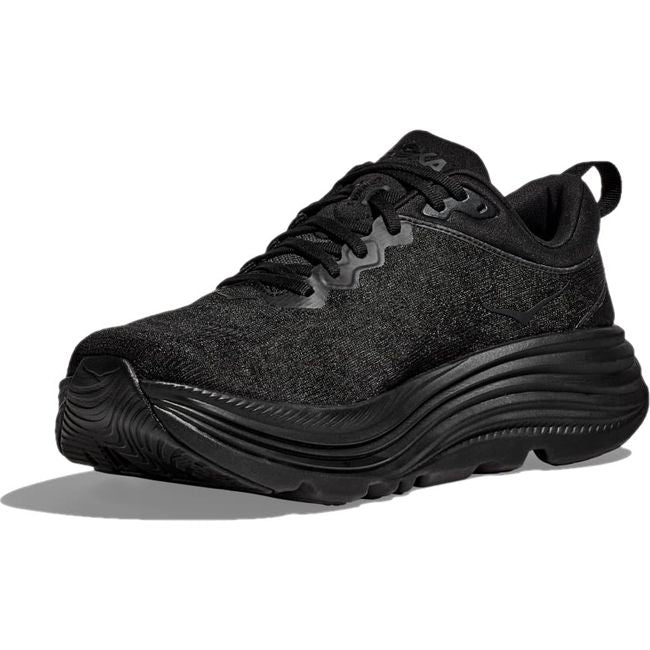 Medial side of Hoka Men's Gaviota 5 Running Shoe in all black