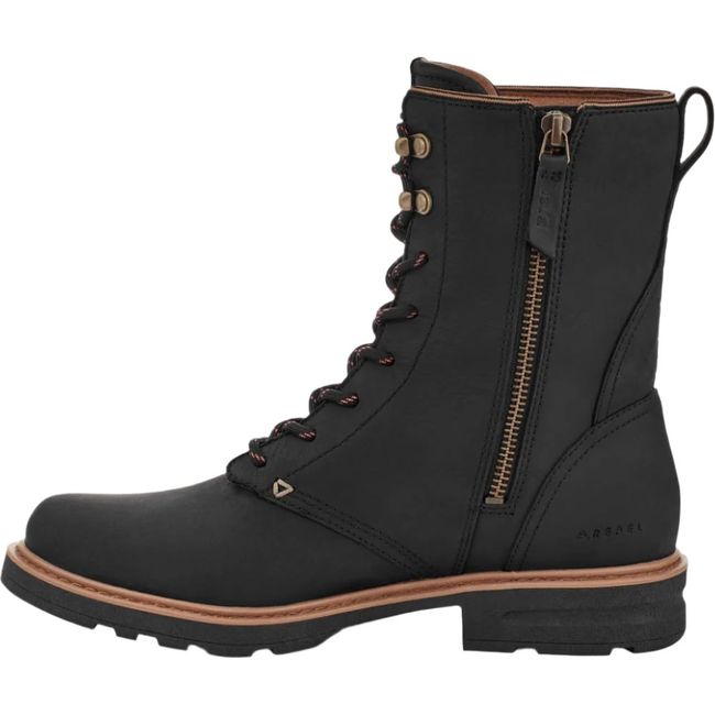 Medial of Women's Teva Rowena Lace Up Waterproof Boot in black leather with side zipper