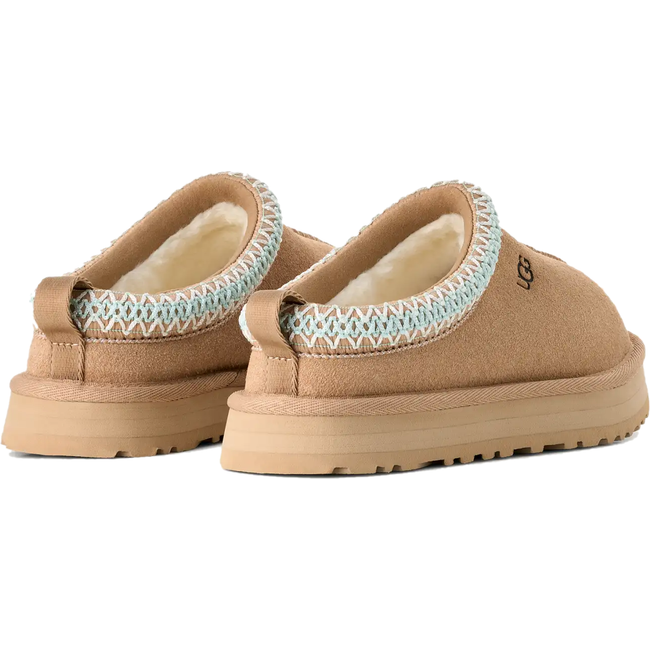 Heels of UGG Youth Tazz Clog in Sand Suede