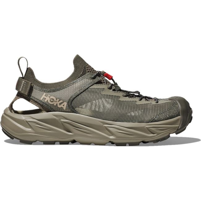 Lateral side of Men's Hoka Hopara 2 Hiking Sandal in Barley green and Oat Milk