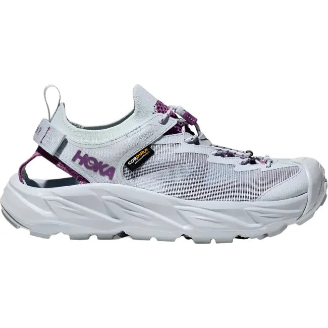 Lateral side of Hoka Women's Hopara 2 Hiking Shoe in illusion grey